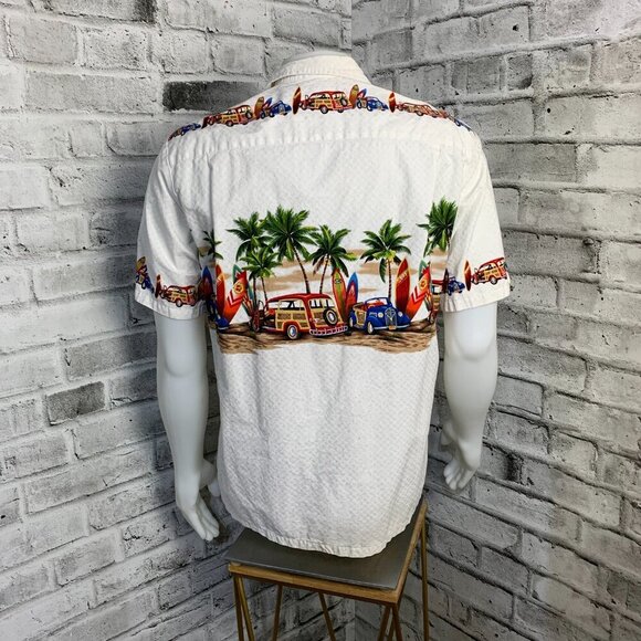 Aloha Mo'i Casual Short Sleeved Shirt Hawaii Beach Cars Surf Board Print - Picture 4 of 9